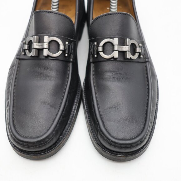 Salvatore Ferragamo Men's 7.5 EE Horse Bit Black Leather Loafers Dress Shoes - Picture 11 of 11